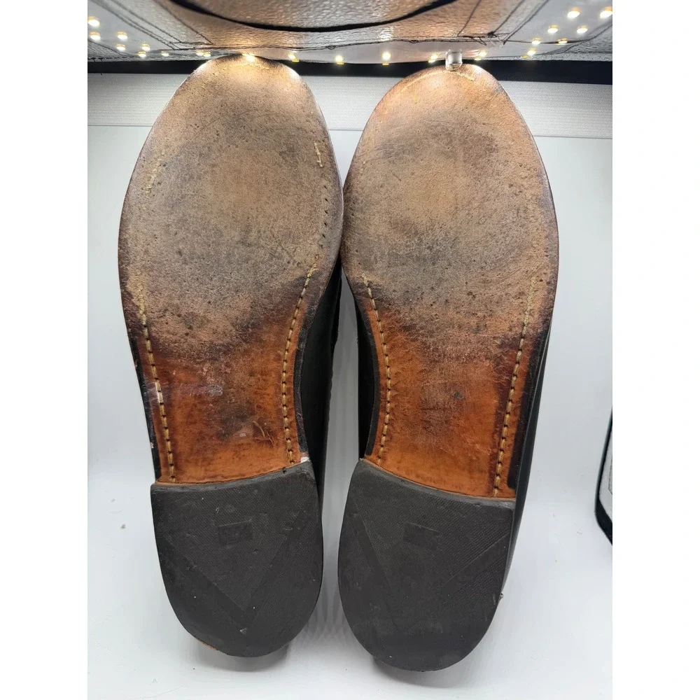 Allen Edmonds Maxfield Mens 11 D Black Leather Braided Tassel Loafers 47711